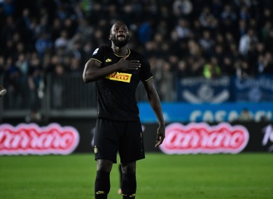 Romelu Lukaku celebrates his goal.