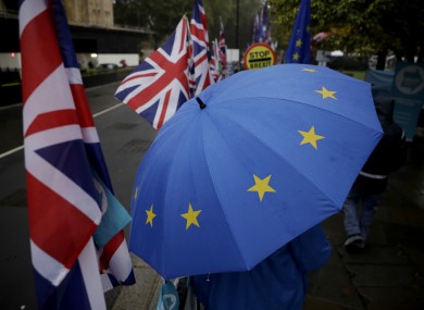 Pro and anti-Brexit protesters outside the Houses of Parliament in London last week.