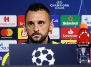 Marcelo Brozovic at the press conference ahead of his side's Champions League group game against Borussia Dortmund.