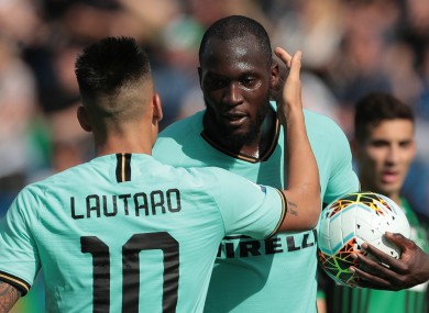 Inter forwards Lautaro Martinez and Romelu Lukaku.