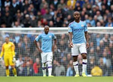 Raheem Sterling looks dejected during today's game.