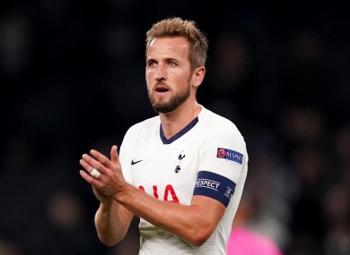 Tottenham Hotspur's Harry Kane applauds the fans after the final whistle.