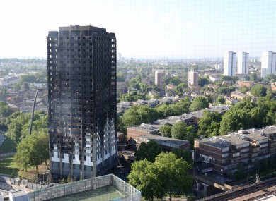 Grenfell Tower in west London the day after the fire.