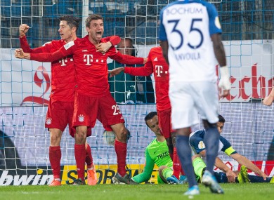 Thomas Muller celebrates his late winning goal.