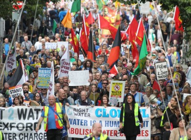 Water protest march through Dublin city in September 2016.