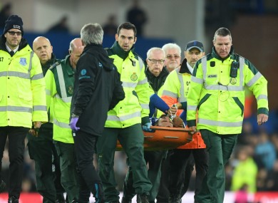 Everton's Andre Gomes stretchered off against Tottenham