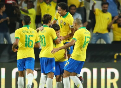 Brazil celebrate against South Korea.