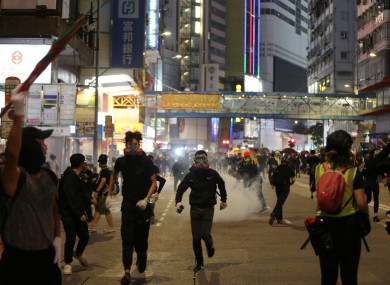 Rioters at the Causeway Bay area in Hong Kong.