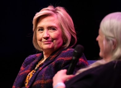 Hilary Clinton speaking in London on Sunday.