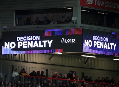 The VAR screen at Anfield.