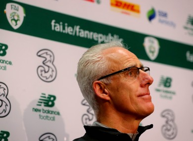 Mick McCarthy during his press conference today.
