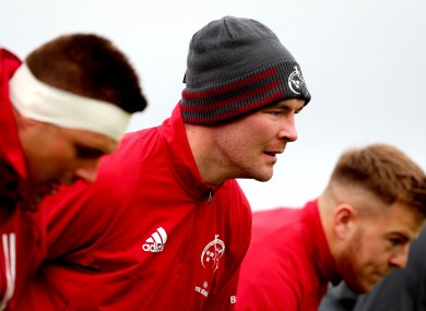 Peter O'Mahony at Munster training ahead of his return to action this weekend.