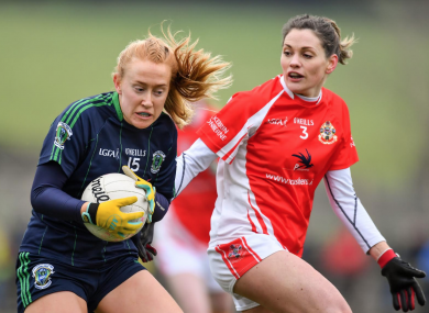 Jodi Egan of Foxrock-Cabinteely in action against Aisling Costello of Kilkerrin-Clonberne.