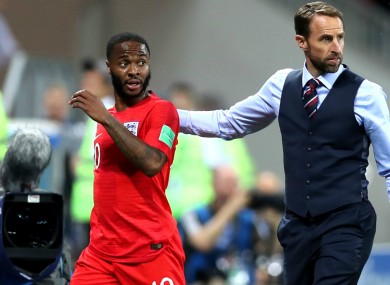 Raheem Sterling (L) with Gareth Southgate