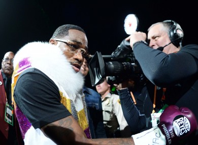 Adrien Broner emerges for his fight with Manny Pacquiao.