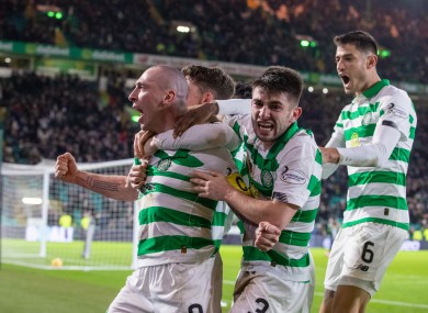 Celtics Scott Brown celebrates scoring his side's second goal of the game.