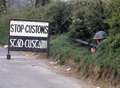A customs check at the border in 1974.
