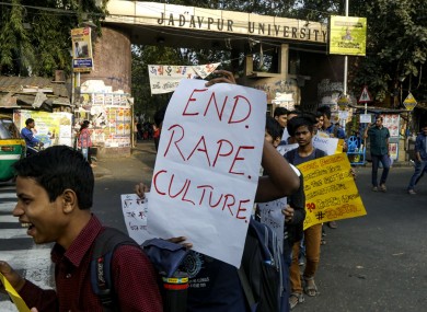 Protesters call for action on Monday after a woman was gang-raped and killed in a separate incident in India