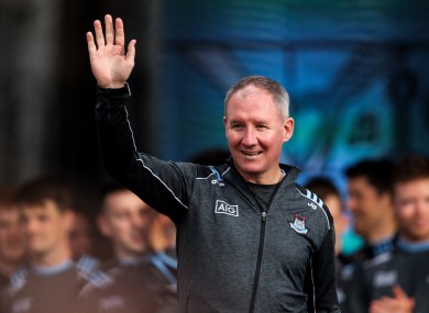 Jim Gavin salutes the crowd at Dublin's homecoming in September.