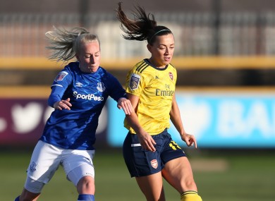 Katie McCabe in action for Arsenal today.