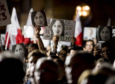 Protests outside the office of the Maltese Prime Minister on Friday