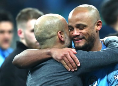Pep Guardiola and Vincent Kompany.