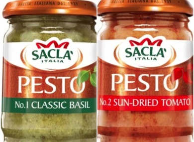 Some of the pesto products that have been recalled.
