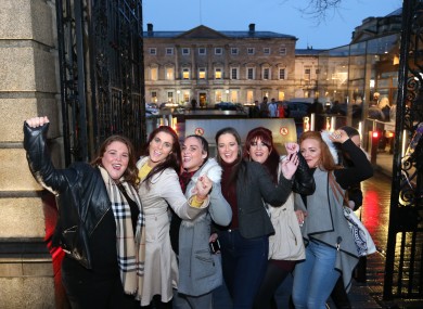Members and supporters of the Traveller community outside the Dáil Eireann in 2017 as the Taoiseach announced that Traveller’s Distinct Ethnicity was to be recognised by the Irish State.