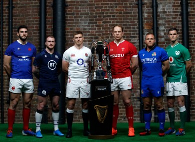The captains with the Six Nations trophy.