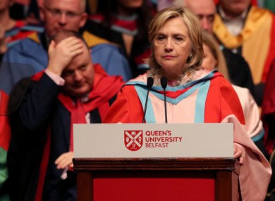 Hillary Clinton was awarded an honorary degree from Queen's University Belfast in 2018.
