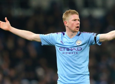 Kevin De Bruyne pictured during tonight's match.