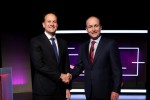 Varadkar and Martin in the Virgin Media Television studios.