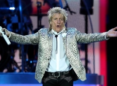 Rod Stewart pictured on stage in 2016.