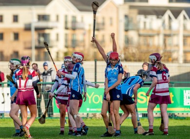 Slaughtneil players celebrating at the full-time whistle.