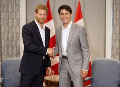 Harry meets Justin Trudeau in Toronto in 2017.