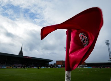 A view of the corner flag at Dalymount Park ahead of the Dublin derby last Saturday.