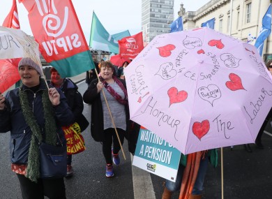 Community Employment scheme supervisors protesting in Dublin city today.