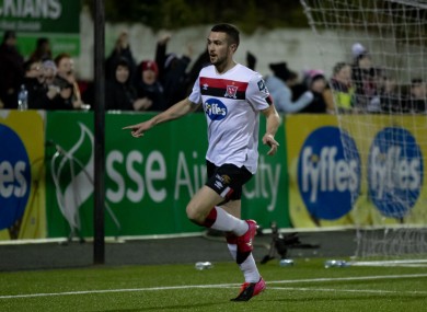 Michael Duffy celebrates scoring against Cork earlier this week.