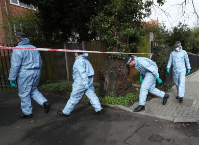 Police officers outside a property on Leigham Court Road, Streatham, following the terror attack yesterday