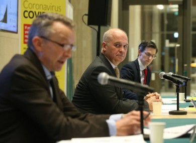 Dr Colm Henry. Chief Medical Officer Dr Tony Holohan, and Deputy Chief Medical Officer Dr Ronan Glynn at the Department of Health this week.