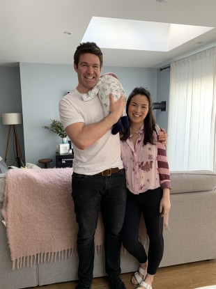 Holland tweeted: 'Matthew Conor Holland, our gift from Emmeline. So proud of my wonderful wife Lanlih.'