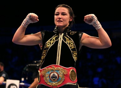 Taylor celebrating her victory against Christina Linardatou last November.