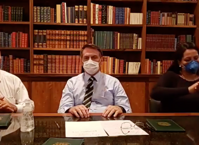 Bolsonaro during his Facebook Live address yesterday.