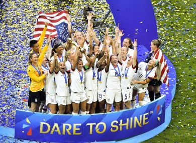 The USA Women's team after winning the World Cup last year.