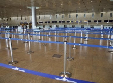 Empty check-in desks in Ben Gurion airport near Tel Aviv.