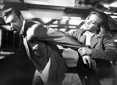Honor Blackman with Sean Connery in Goldfinger.