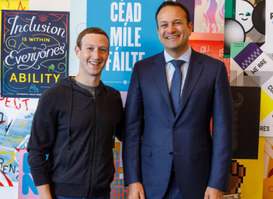 Facebook CEO Mark Zuckerberg and Taoiseach Leo Varadkar picture in California in 2017.