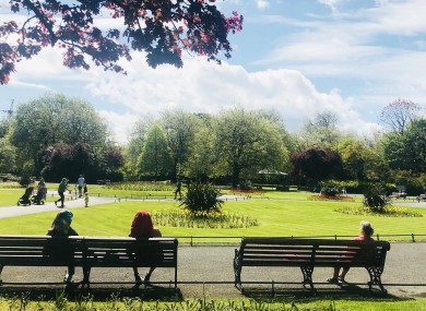 File photo. People enjoying the sun in St Stephen's Green in Dublin.