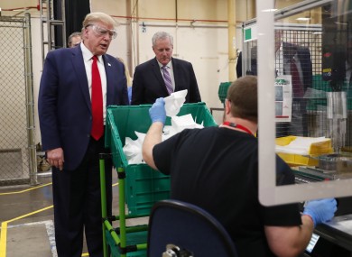 Donald Trump at Honeywell International's mask-making operation in Phoenix, Arizona on 5 May.