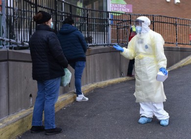 A frontline healthcare worker at a testing centre in New York.